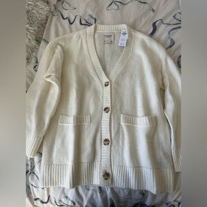 Abercrombie & Fitch Ivory Button-Up Cardigan
